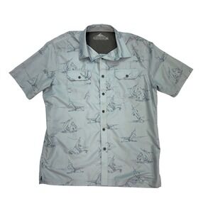 Croft & Barrow Fishing Shirt‎ Mens Large Blue Marlin Print Quick Dry Vented